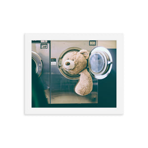 Teddy Takes a Bath (Framed Print)